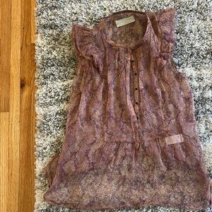 Zadig & Voltaire Top, 100% Silk blouse cap sleeve sheer small